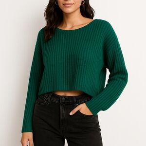 Hollister Emerald Green Knit Sweater size medium